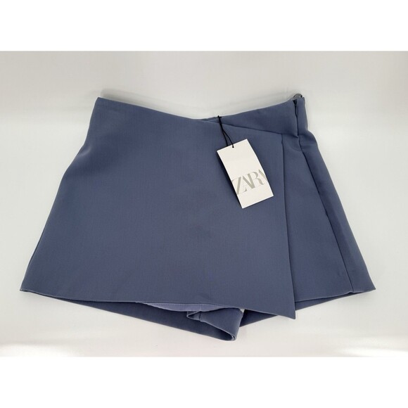 New With Tags ZARA Size SMALL Gray Asymmetrical Zip-Up Side Shorts - Picture 1 of 13
